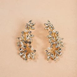 Joia Noella Leaf Crystal & Pearl Earrings Accessories
