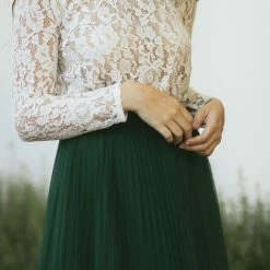 Aakaa Addison Mock Neck Lace Top Bridal