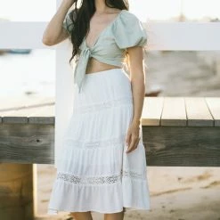 Paper Crane Paula Lace Detail Midi Skirt Maternity Friendly