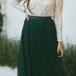 Aakaa Addison Mock Neck Lace Top Bridal