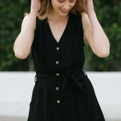 She + Sky Julia Button Down Romper Clothing