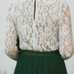 Aakaa Addison Mock Neck Lace Top Bridal