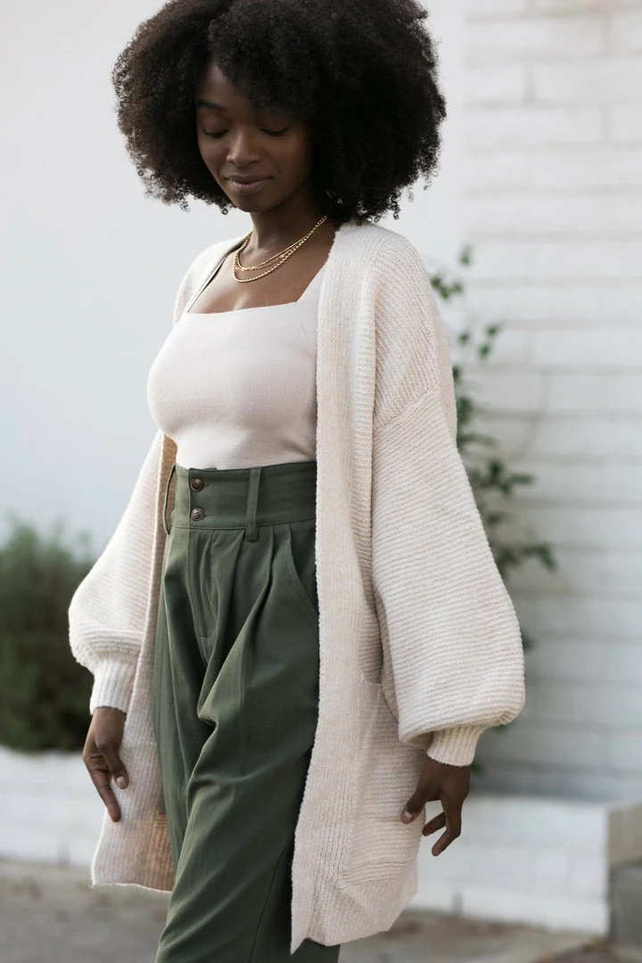 Hyfve Aidan Puff Sleeve Cardigan Work Essentials