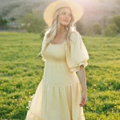 & Merci Best Sellers Paige Puff Sleeve Tiered Midi Dress