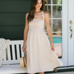 Le Lis Fernanda Smocked Midi Dress