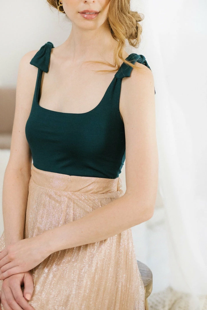 Final Touch Carmen Square Neck Bow Bodysuit Clothing