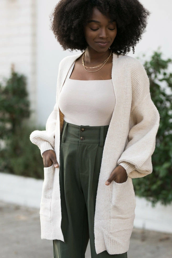 Hyfve Aidan Puff Sleeve Cardigan Work Essentials