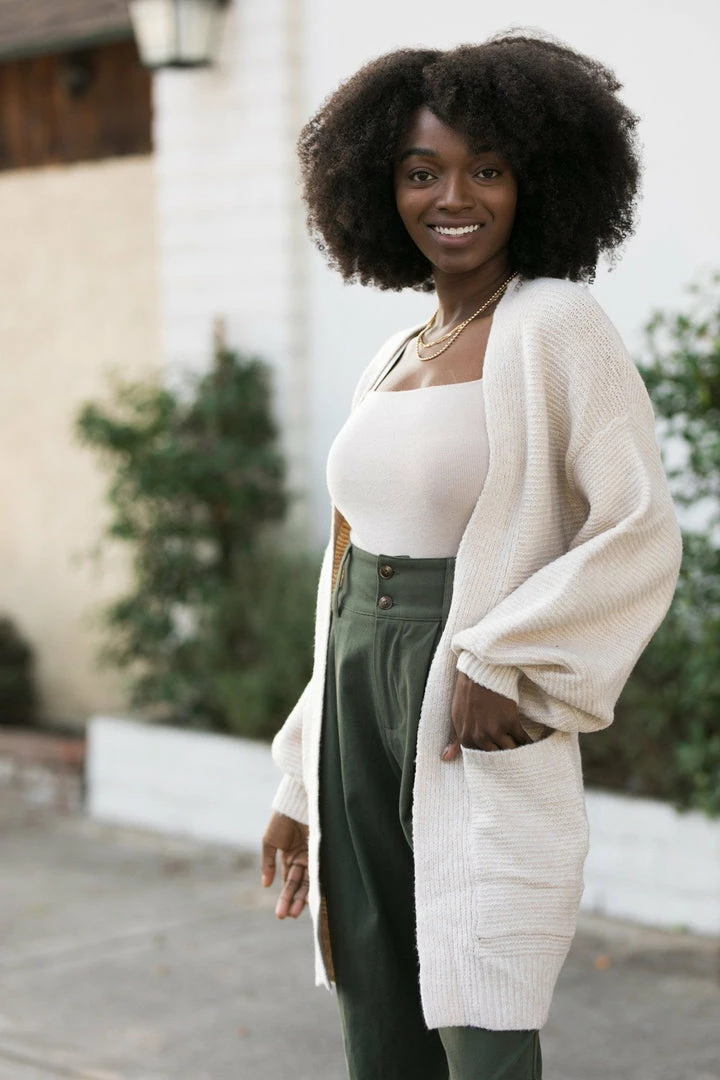 Hyfve Aidan Puff Sleeve Cardigan Work Essentials