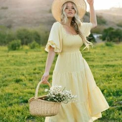 & Merci Best Sellers Paige Puff Sleeve Tiered Midi Dress