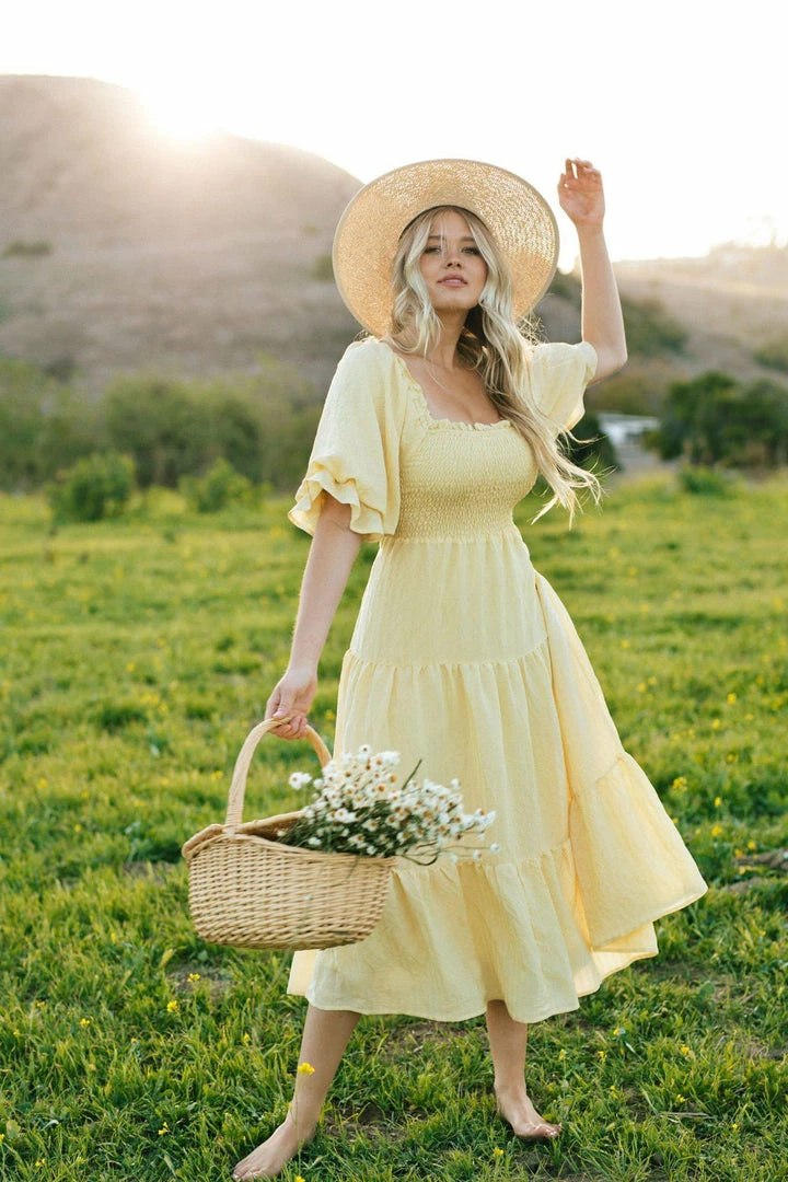 & Merci Best Sellers Paige Puff Sleeve Tiered Midi Dress