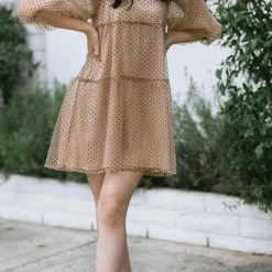 Lush Miriam Dotted Mesh Dress