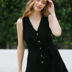 She + Sky Julia Button Down Romper Clothing