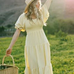 & Merci Best Sellers Paige Puff Sleeve Tiered Midi Dress