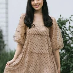 Lush Miriam Dotted Mesh Dress