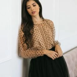 Lena Work Essentials Colette Sheer Dotted Blouse