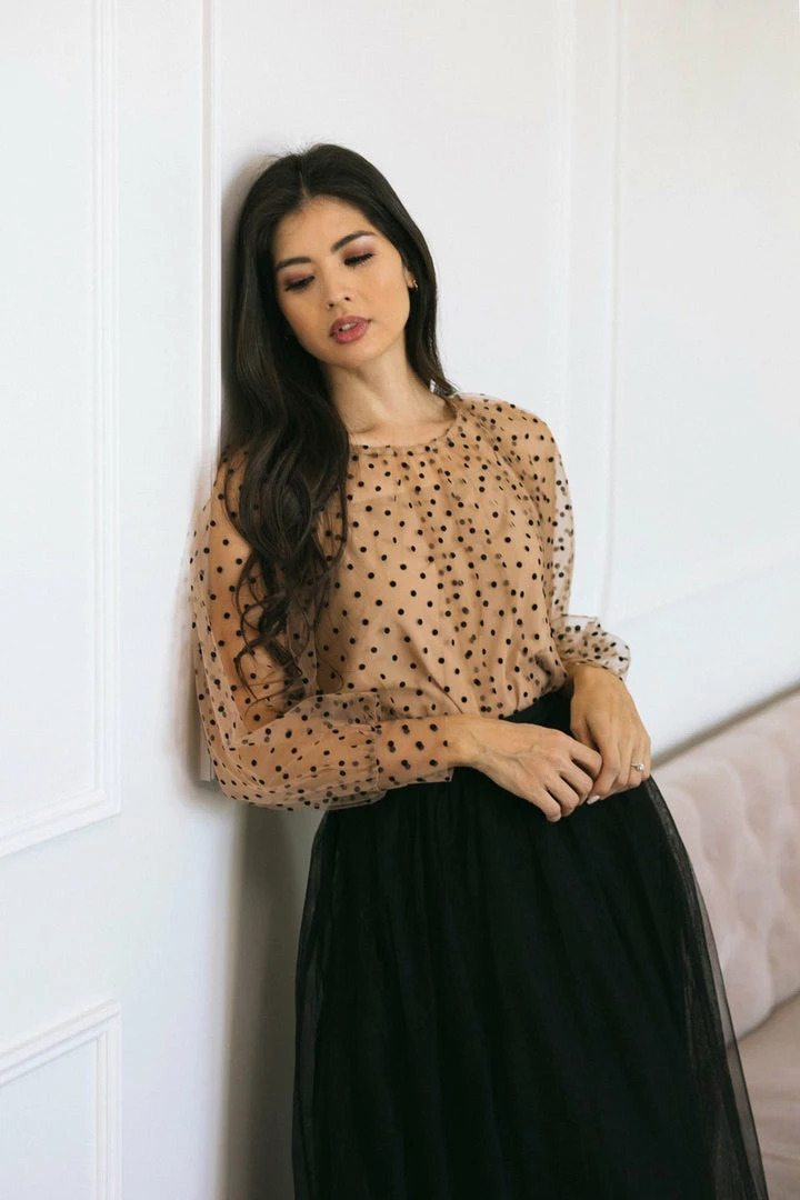 Lena Work Essentials Colette Sheer Dotted Blouse