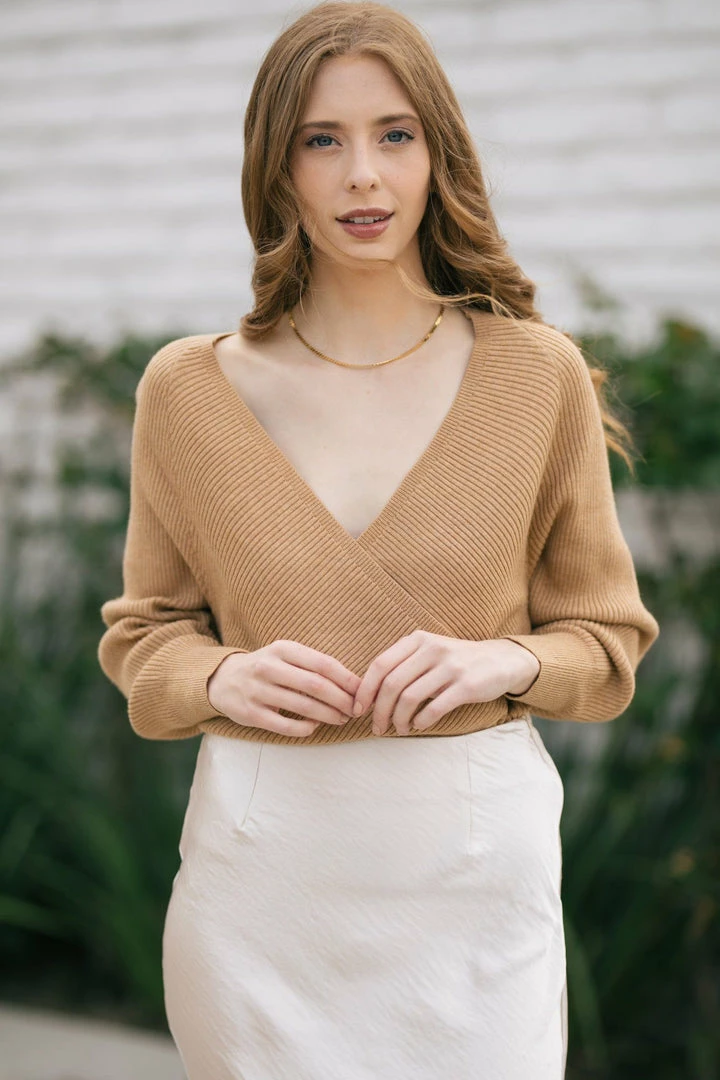 Lush Clothing Greta Surplice Knit Sweater