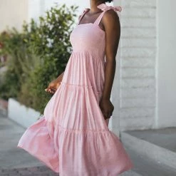 Vine & Love Maternity Friendly Paisley Tie Shoulder Dress