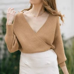 Lush Clothing Greta Surplice Knit Sweater