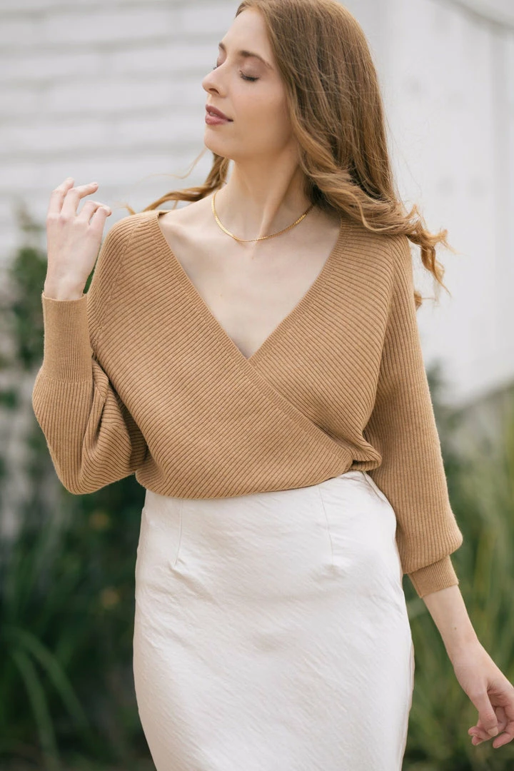 Lush Clothing Greta Surplice Knit Sweater