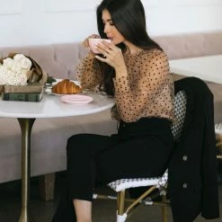 Lena Work Essentials Colette Sheer Dotted Blouse