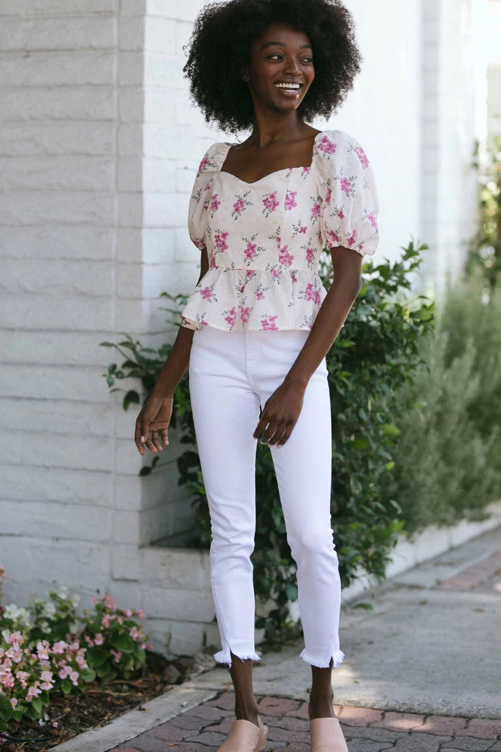 Fore Collection Lottie Sweetheart Peplum Top Work Essentials