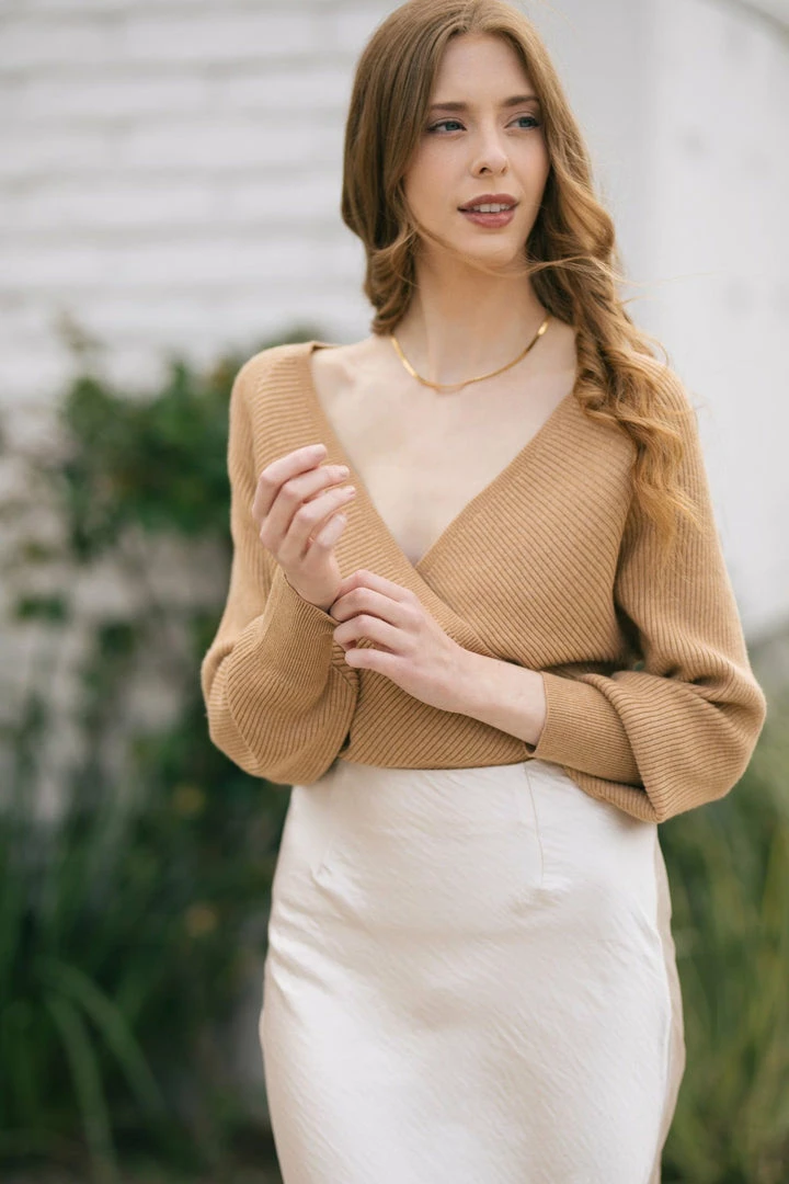 Lush Clothing Greta Surplice Knit Sweater