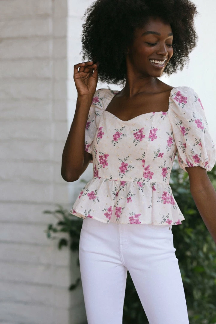 Fore Collection Lottie Sweetheart Peplum Top Work Essentials