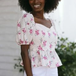 Fore Collection Lottie Sweetheart Peplum Top Work Essentials