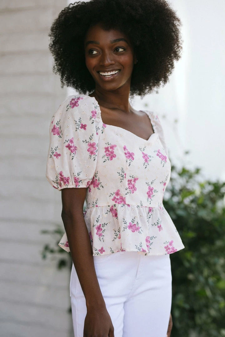 Fore Collection Lottie Sweetheart Peplum Top Work Essentials