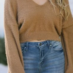 Hyfve Clothing Raven Cropped Eyelash Sweater