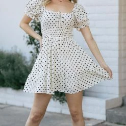 Peach Love California Nadine Dotted Mini Dress Clothing