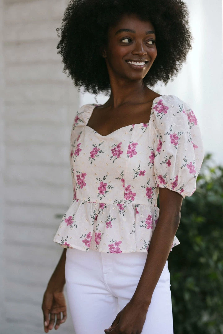 Fore Collection Lottie Sweetheart Peplum Top Work Essentials