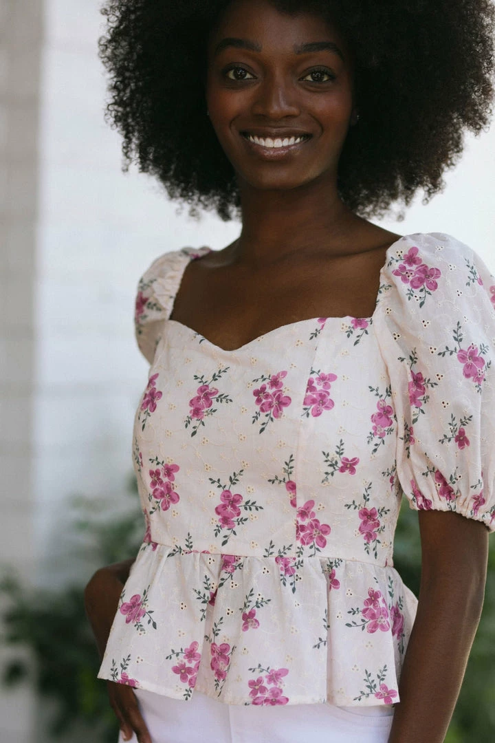 Fore Collection Lottie Sweetheart Peplum Top Work Essentials