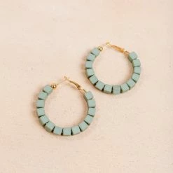 Fame Maria Clay Block Hoop Earrings