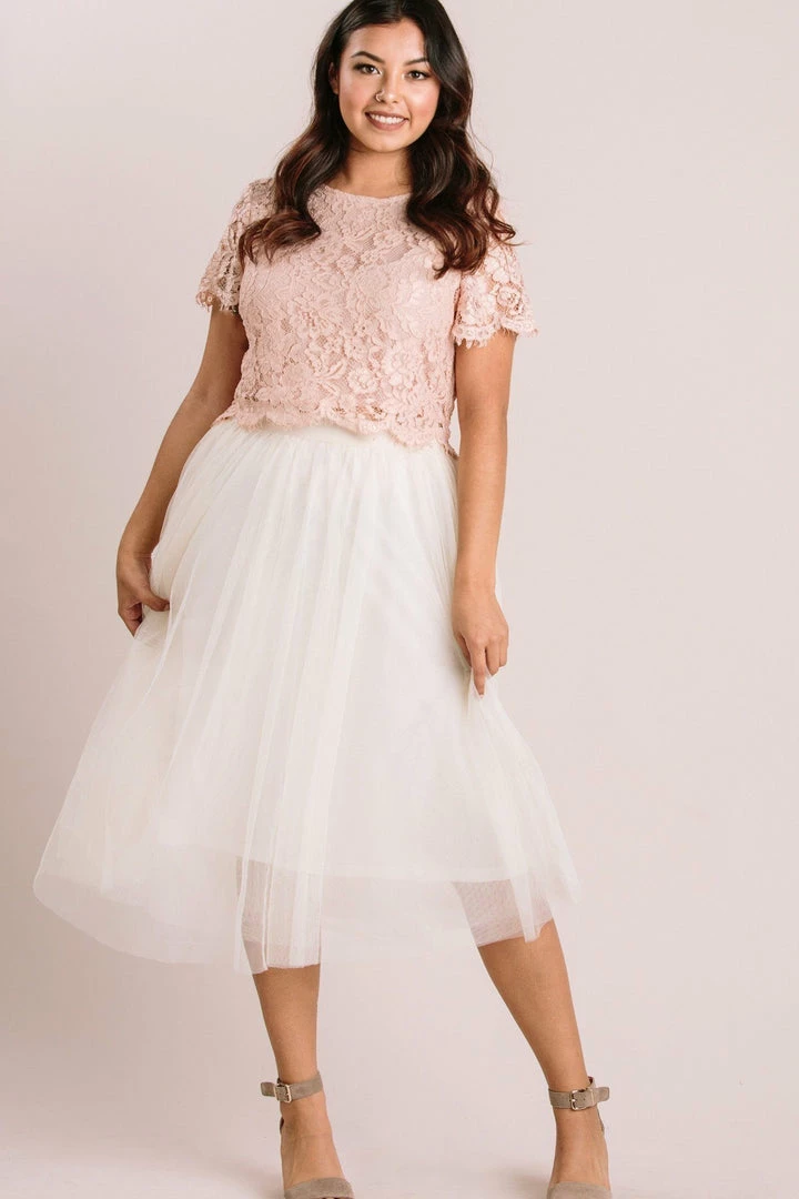 Esley Collection Eloise Tulle Midi Skirt Bridal