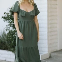 Endless Blu Maternity Friendly Rebecca Sweetheart Tiered Dress