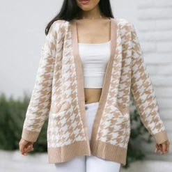 She + Sky Patricia Houndstooth Cardigan