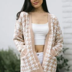 She + Sky Patricia Houndstooth Cardigan