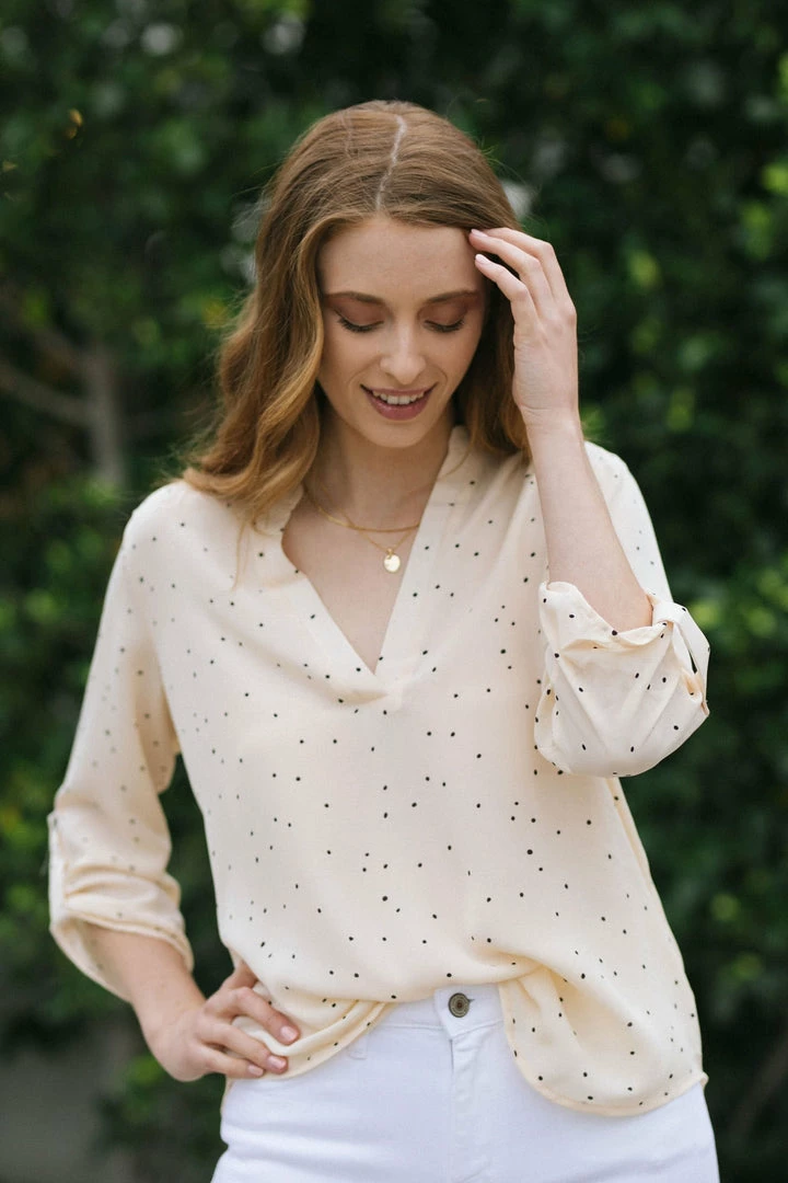 Lush Work Essentials Krista V-Neck Blouse