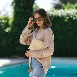 Mimosa Work Essentials Georgette Silky Button Top