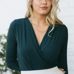 Final Touch Basics Joanna Surplice Long Sleeve Bodysuit