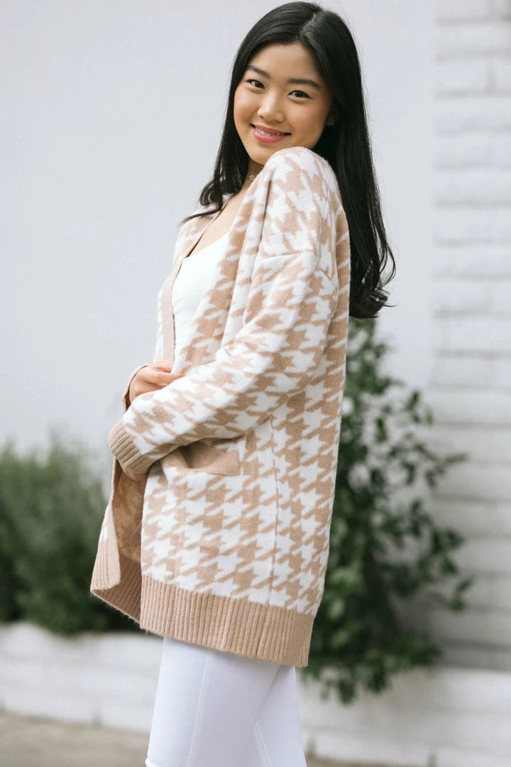 She + Sky Patricia Houndstooth Cardigan