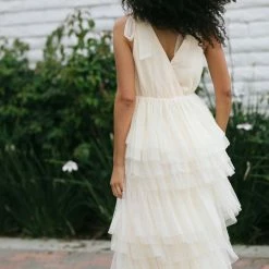 Just Me Maternity Friendly Corinne Tiered Tulle Dress