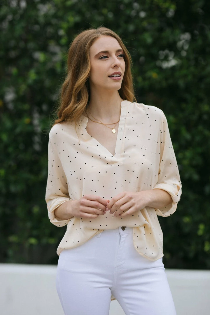 Lush Work Essentials Krista V-Neck Blouse