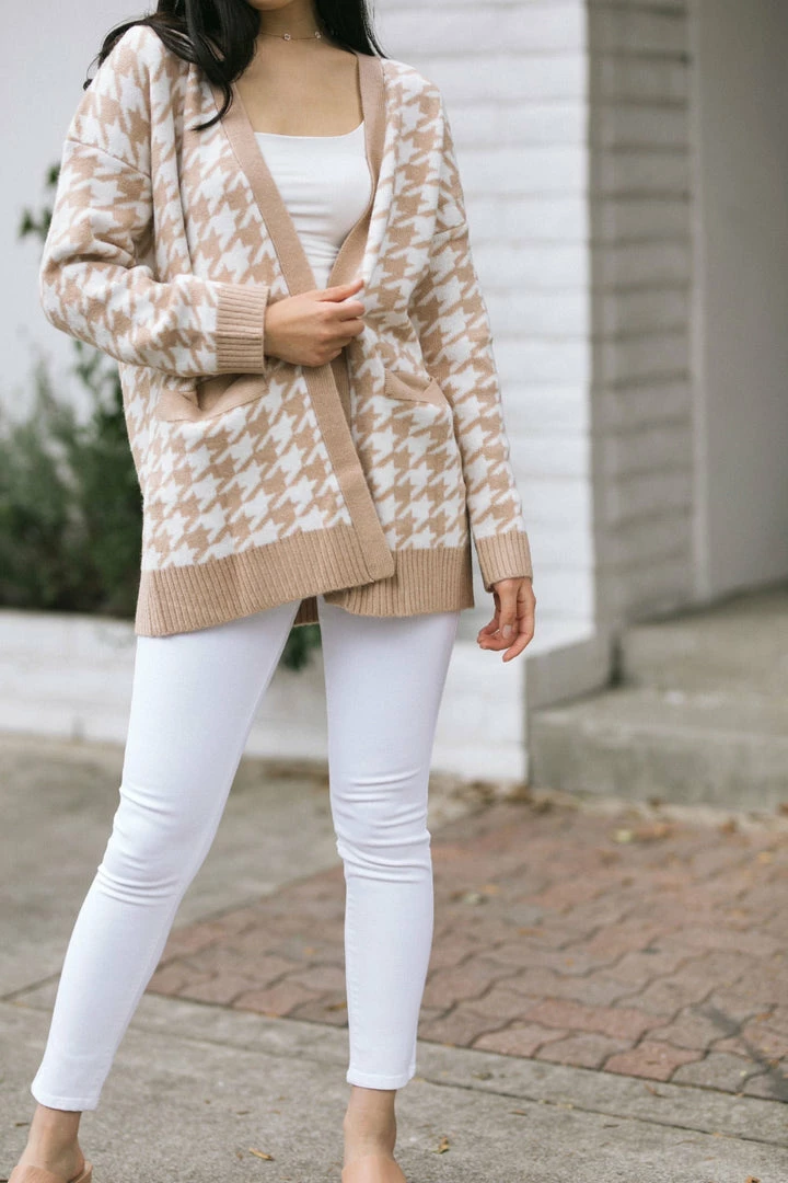 She + Sky Patricia Houndstooth Cardigan