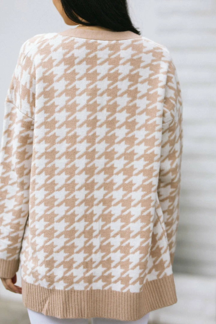 She + Sky Patricia Houndstooth Cardigan