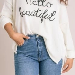 Le Lis Nessa Cream Hello Beautiful Sweater