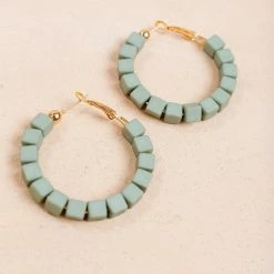 Fame Maria Clay Block Hoop Earrings