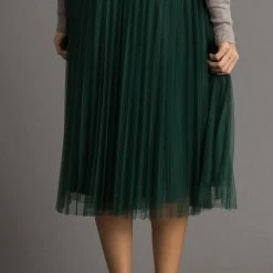 Lucy Paris Vienna Pleated Tulle Midi Skirt
